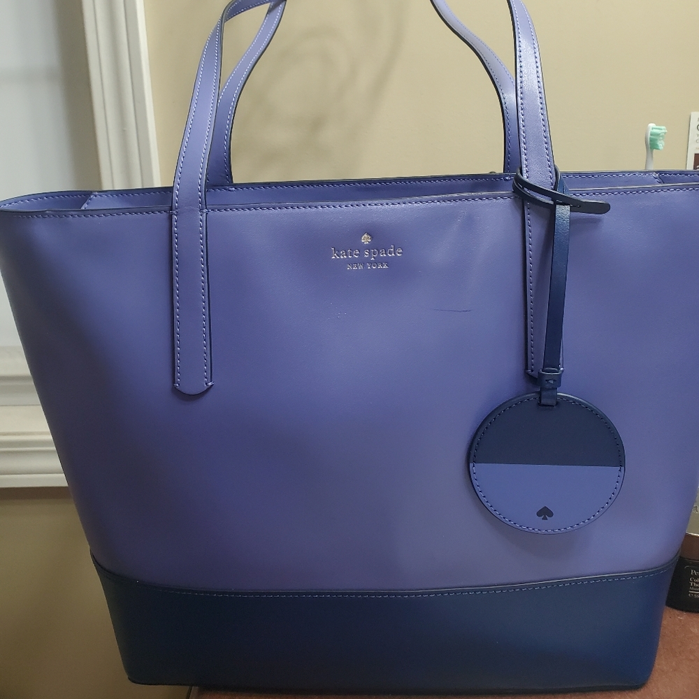 Kate Spade New York 2 Toned Leather Purple and Blue tote